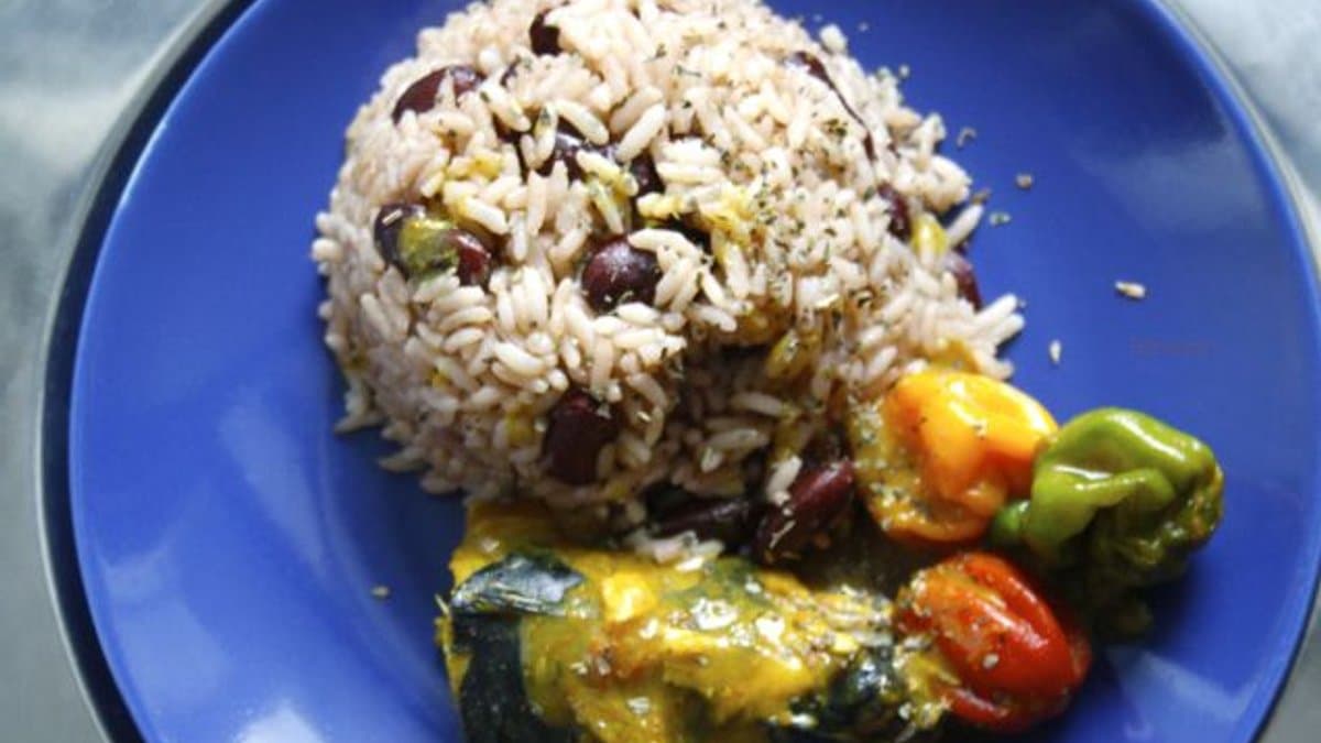 Rice and Peas with Coconut Curry Mackerel