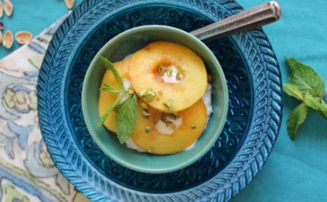Peach and Pistachio Greek Yogurt Bowl