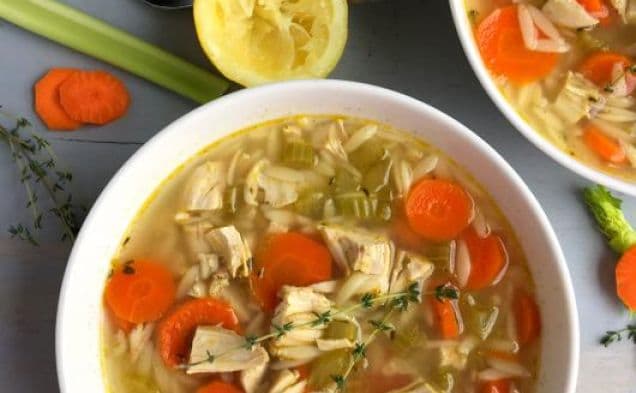 Light Greek Lemon Chicken Orzo Soup