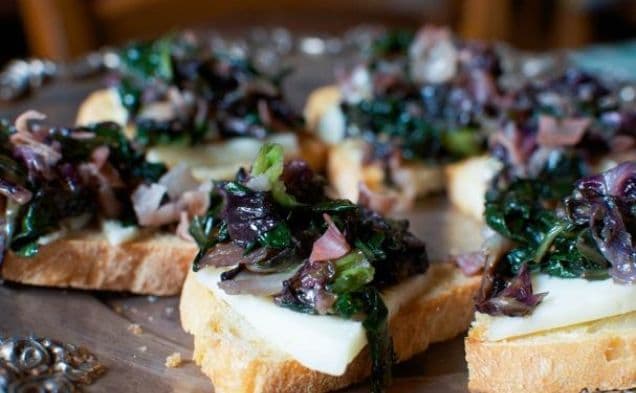 Savory Radicchio and Prosciutto Crostini Topped with Sweet Syrupy Sapa