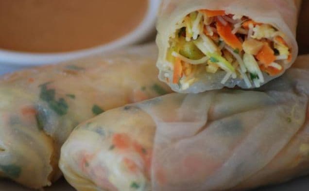 Gluten Free Vegetarian Spring Rolls With Thai-Style Peanut Sauce