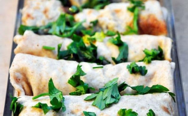 Mushroom Crepes with Vegetarian Sauce