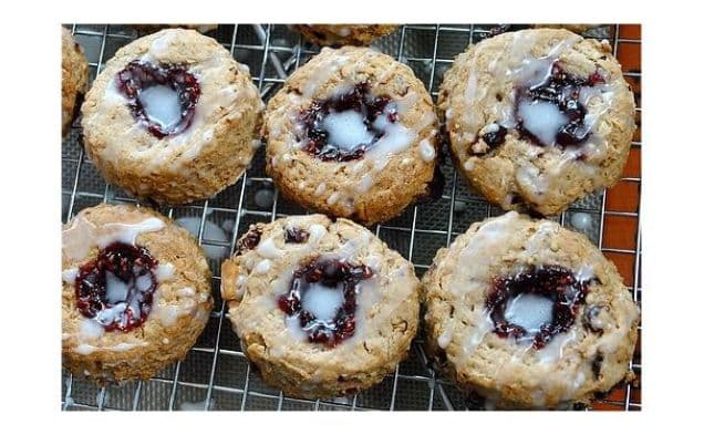 Raspberry Thumbprint Wholewheat Scones With Macadamia Nuts