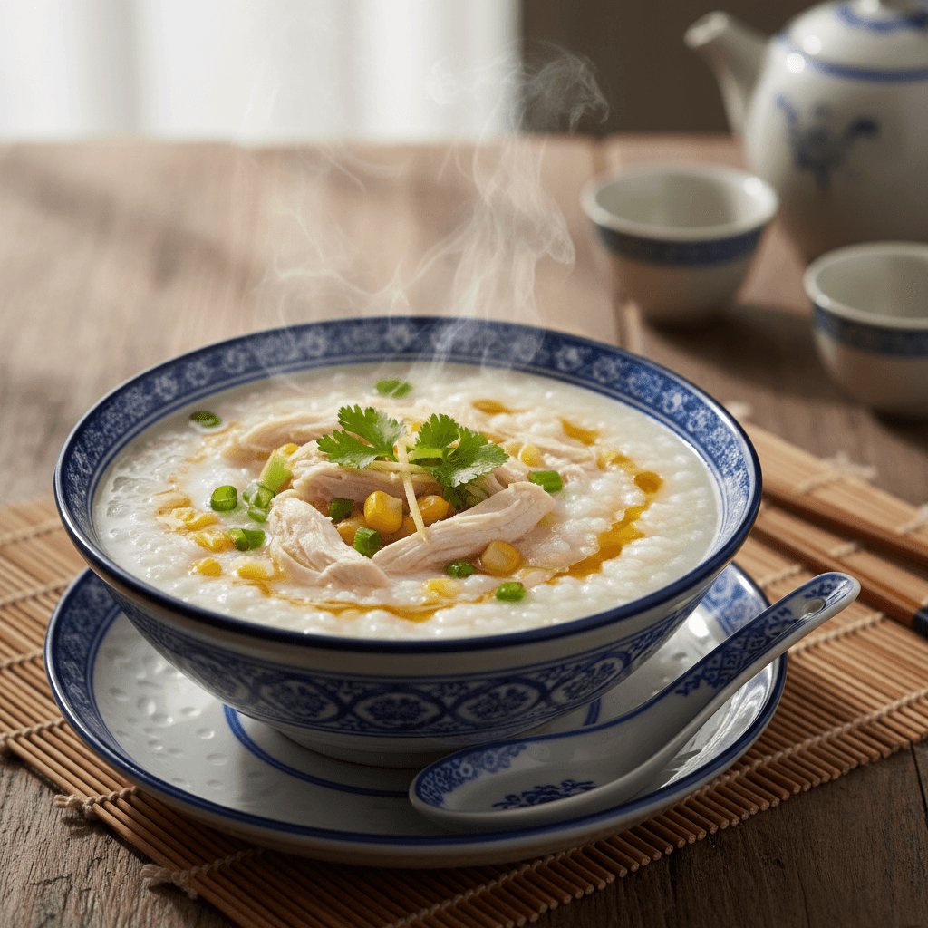 温暖鸡肉玉米粥