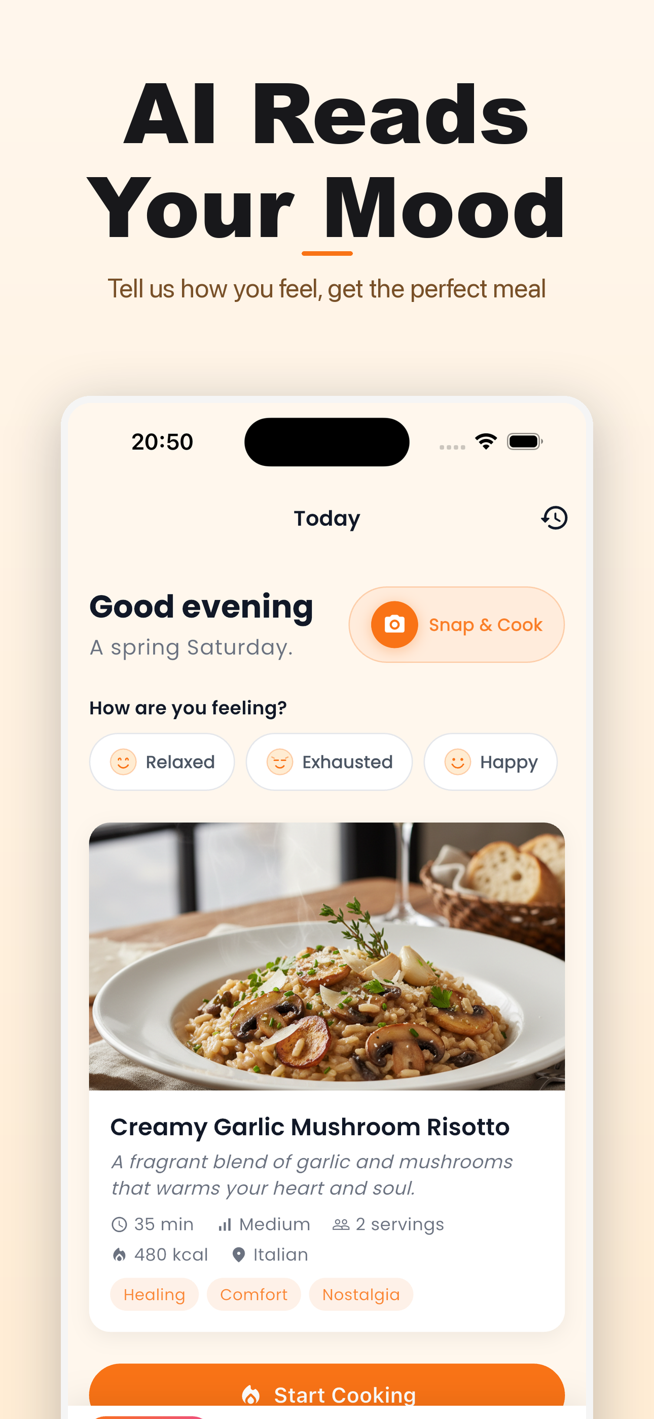 MealIdeas AI mood-based meal recommendation